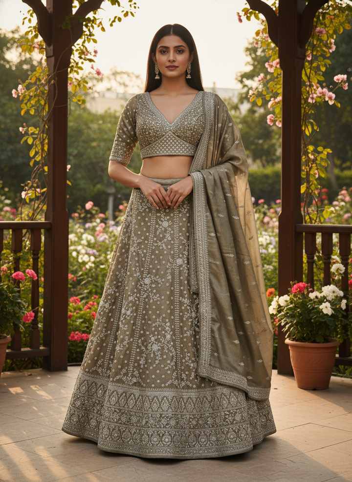 Emerald Silk Blouse with Zari Embroidery (42622)
