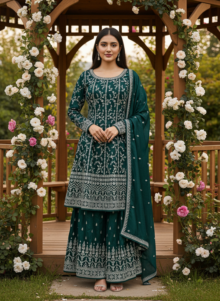 Verdant Silk Peplum with Zari Embroidery (40907)