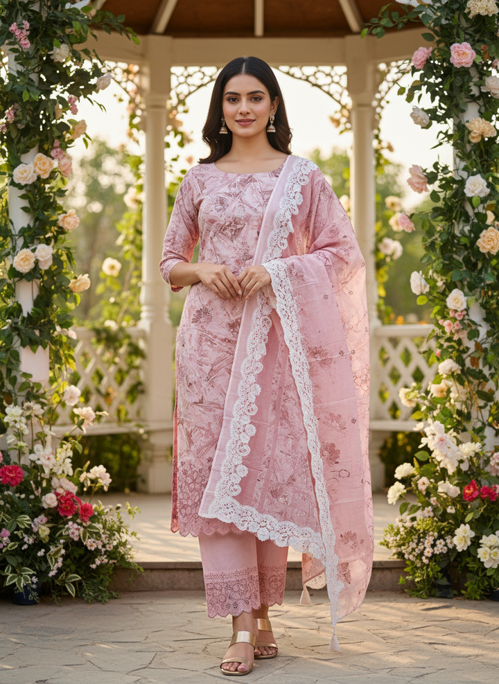 Rose Pink Embroidered Cotton Unstitched Elegance (54986)