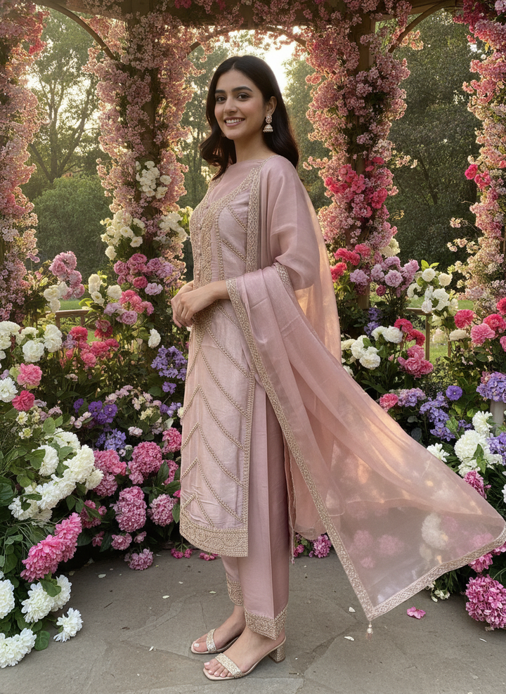 Embroidered Organza Festive Dress Material (59620)