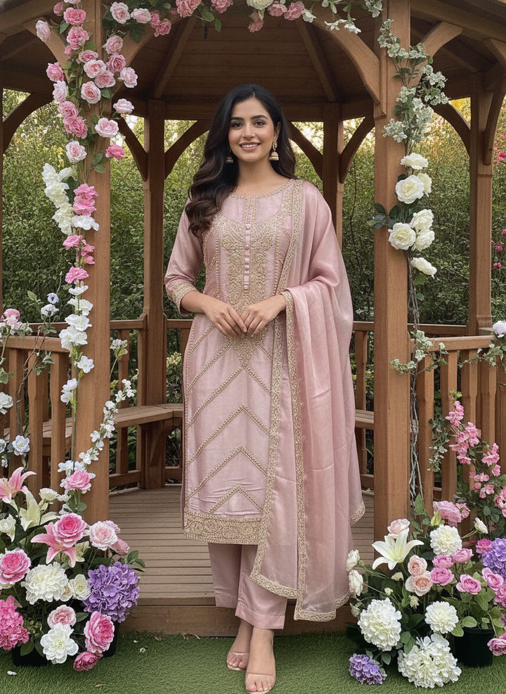 Embroidered Organza Festive Dress Material (59620)