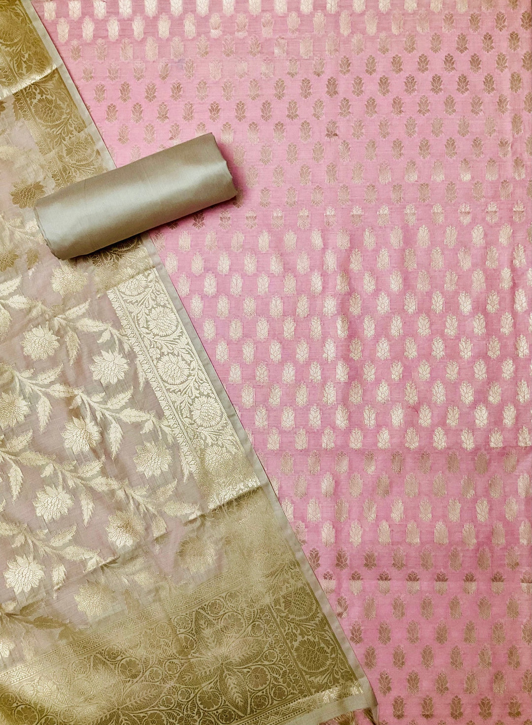 Woven Chanderi Silk Embroidered Unstiched Suit (46185)