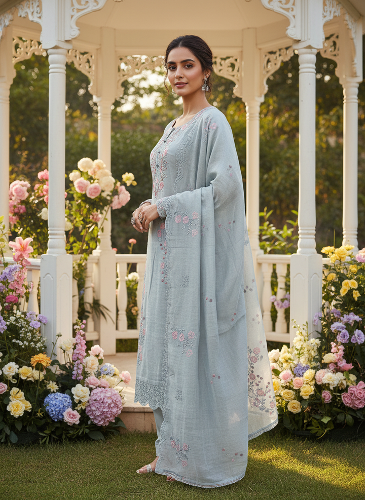 Embroidered Chanderi Dupatta in Timeless Hues (54380)
