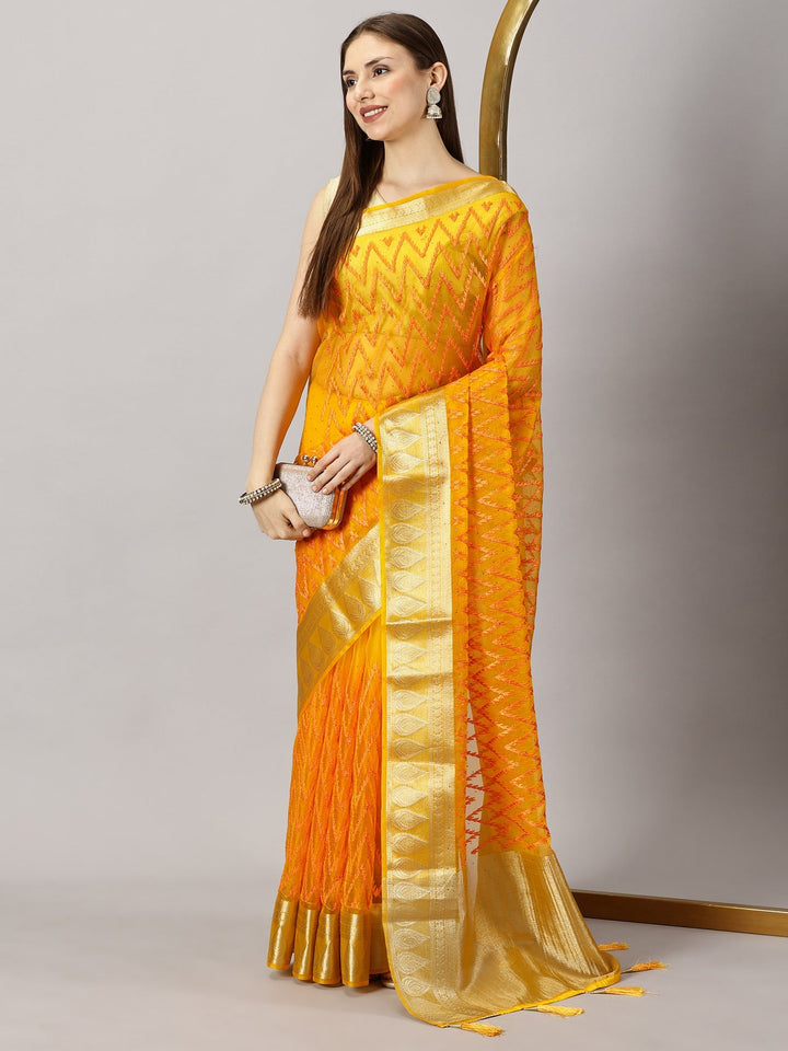 Aarohi  - Organza Yellow Zari Embroidered Saree (23764)