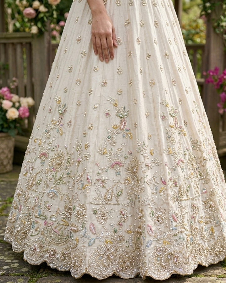 Embroidered Pink Organza Bridal Dupatta (51229)