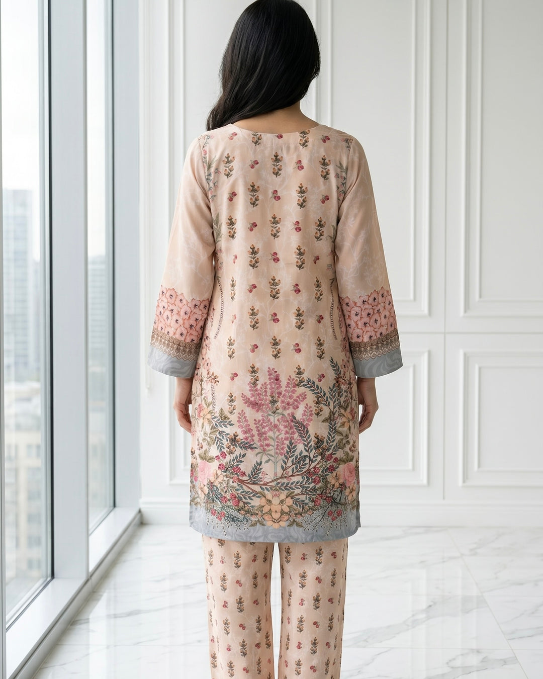 Beige Crepe Embroidered Dupatta Heritage Elegance (56065)