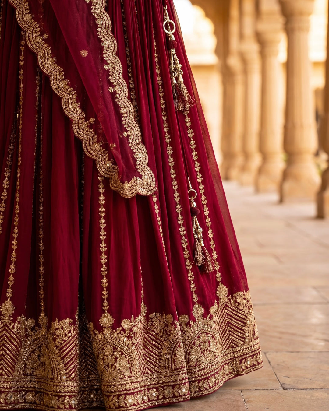 Ameera – Wine Purple Georgette Embroidered Lehenga with Net Dupatta | Fazals (47257)