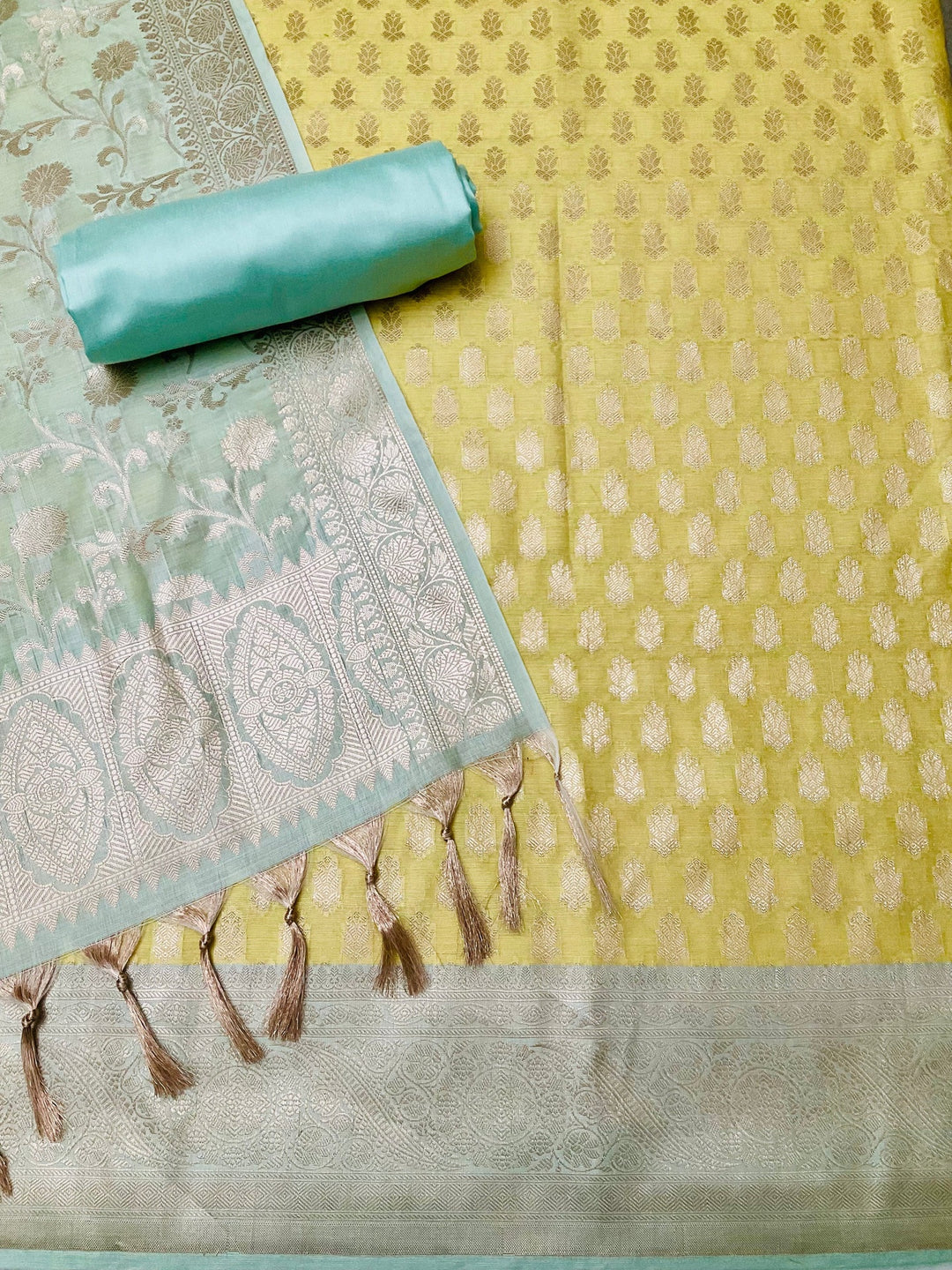 Woven Chanderi Silk Embroidered Unstiched Suit (46185)