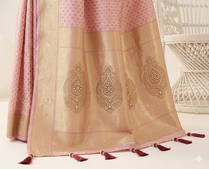 Lavender Silk Saree with Allover Embroidery (54893)