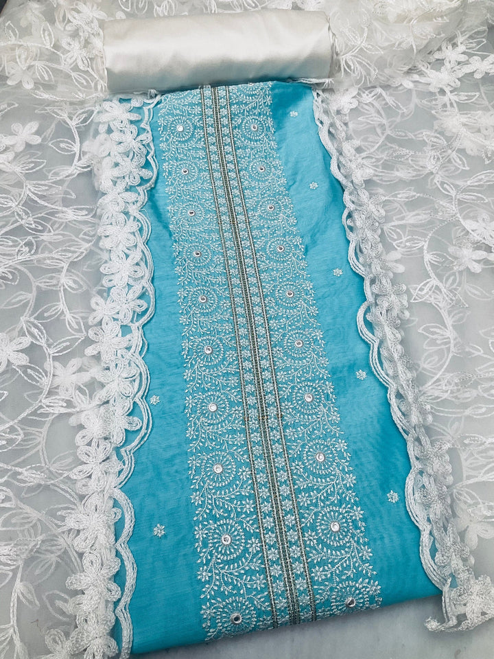 Chanderi Embroidered Unstitched Suit (45336)