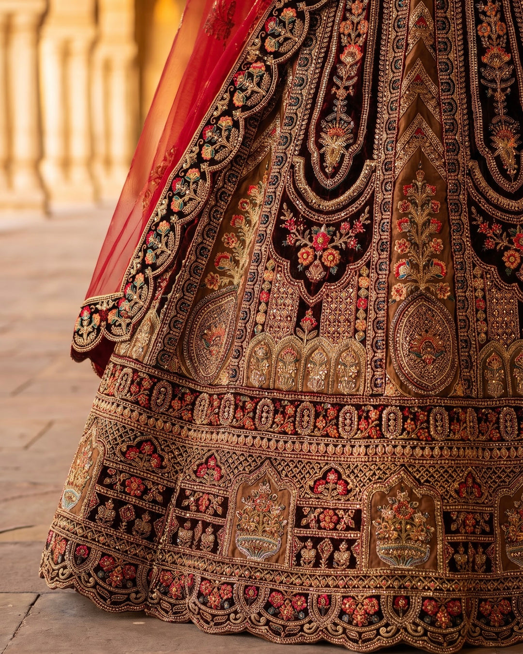 Maroon Silk Embroidered Lehenga with Heritage Elegance (54564)