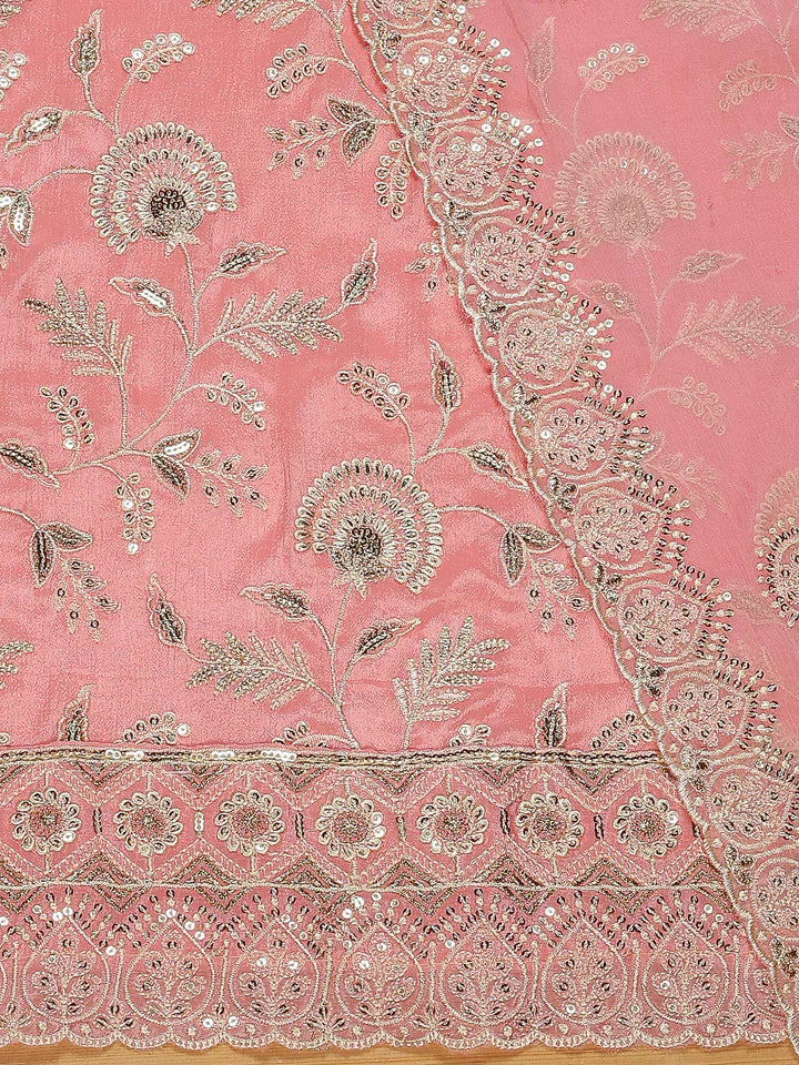 Fazals Blush Pink Embroidered Unstitched Chinnon Chiffon Salwar Suit