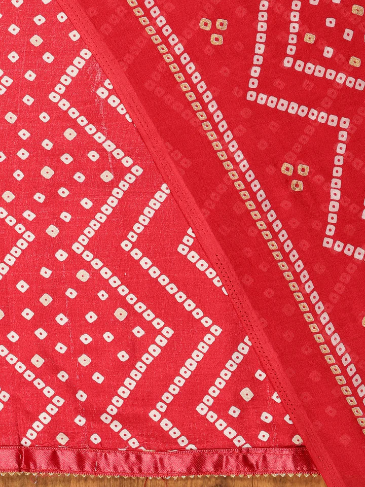 Fazals Red Muslin Printed Unstitched Salwar Suit