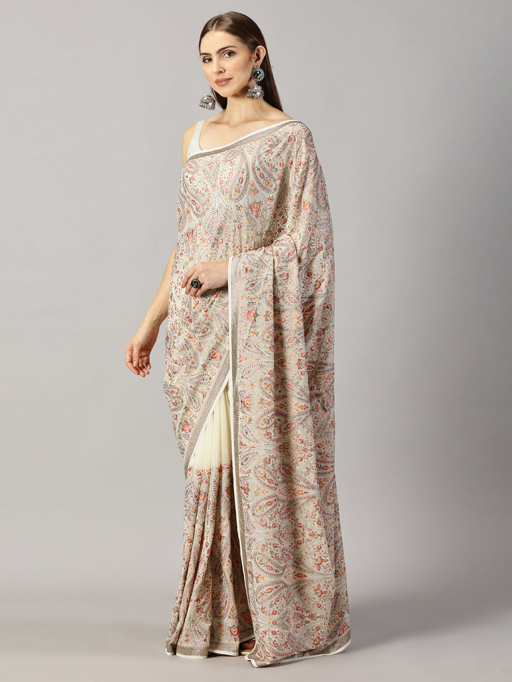 Georgette Thread Embroidered Saree