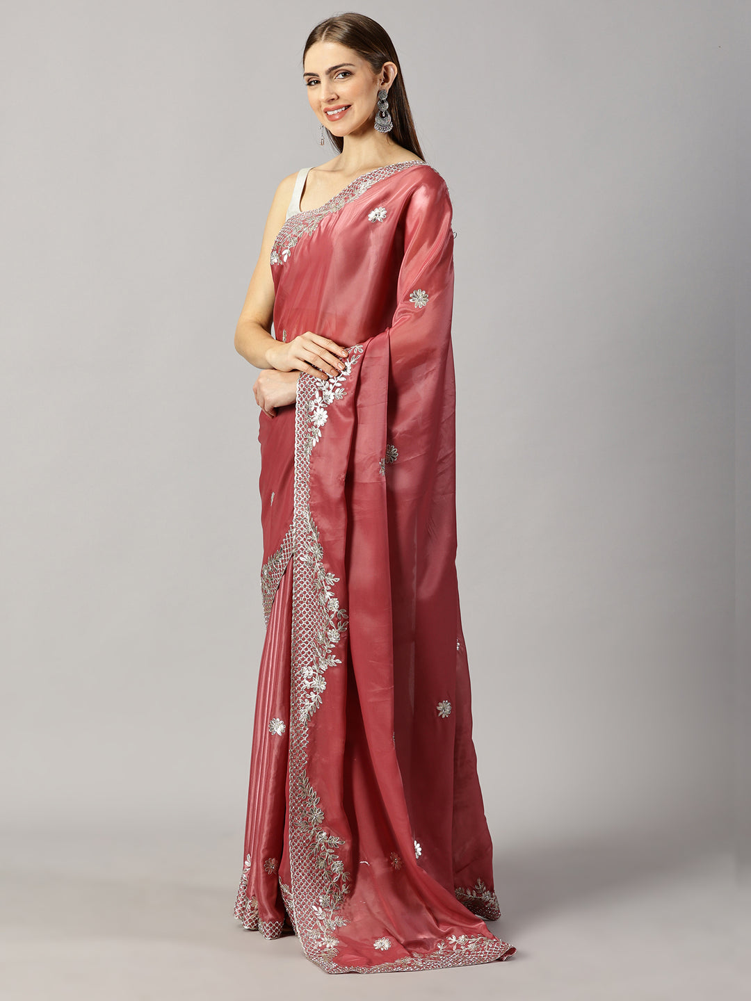 Organza Stone Zari Embroidered Saree