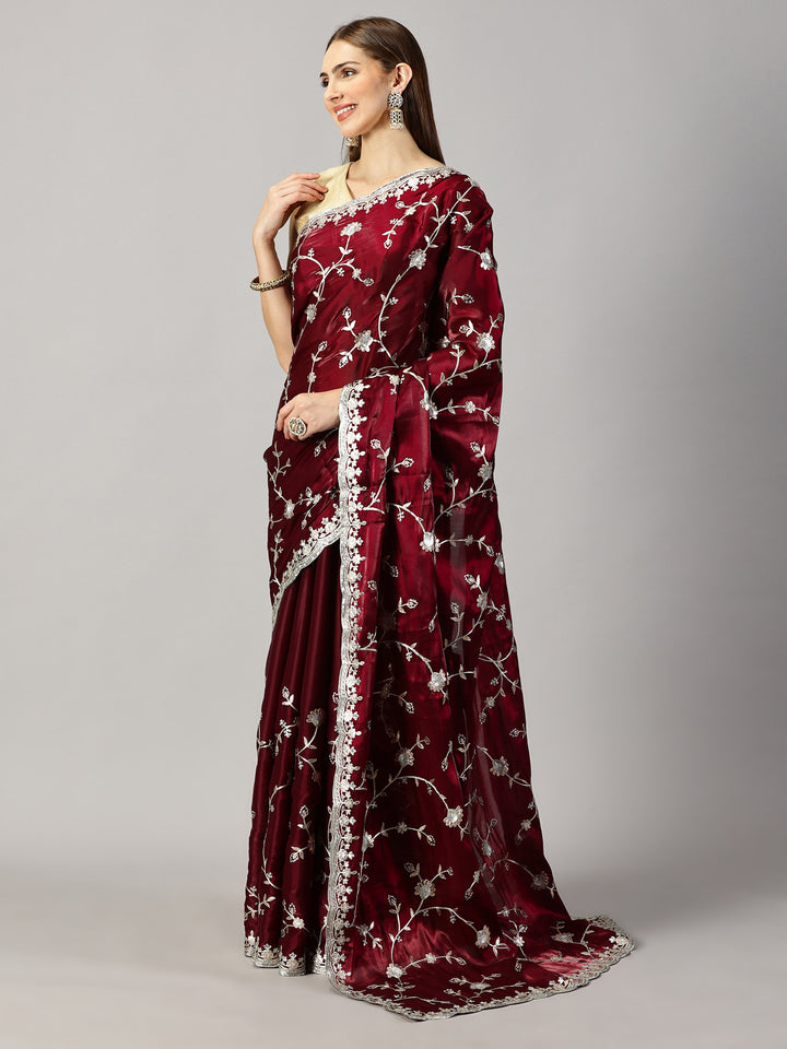 Organza Embroidered Saree