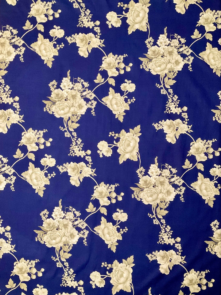 Blue Printed Cotton Fabric for Everyday Elegance (53866)