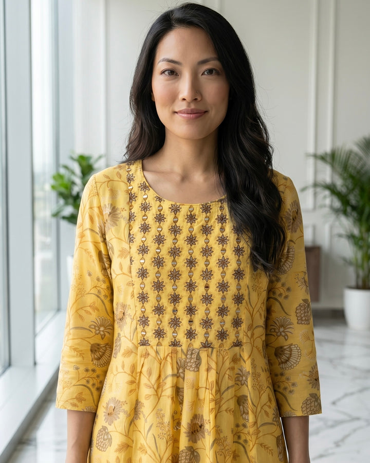 Mustard Georgette Embroidered Festive Palazzo Set (14033)
