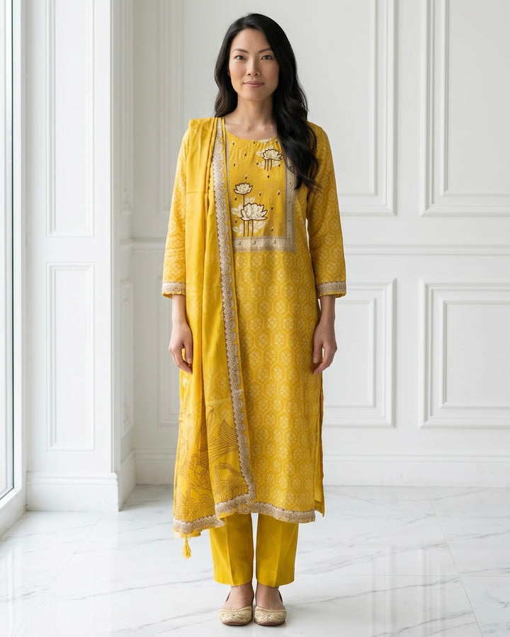Embroidered Yellow Tissue Festive Elegance (49667)