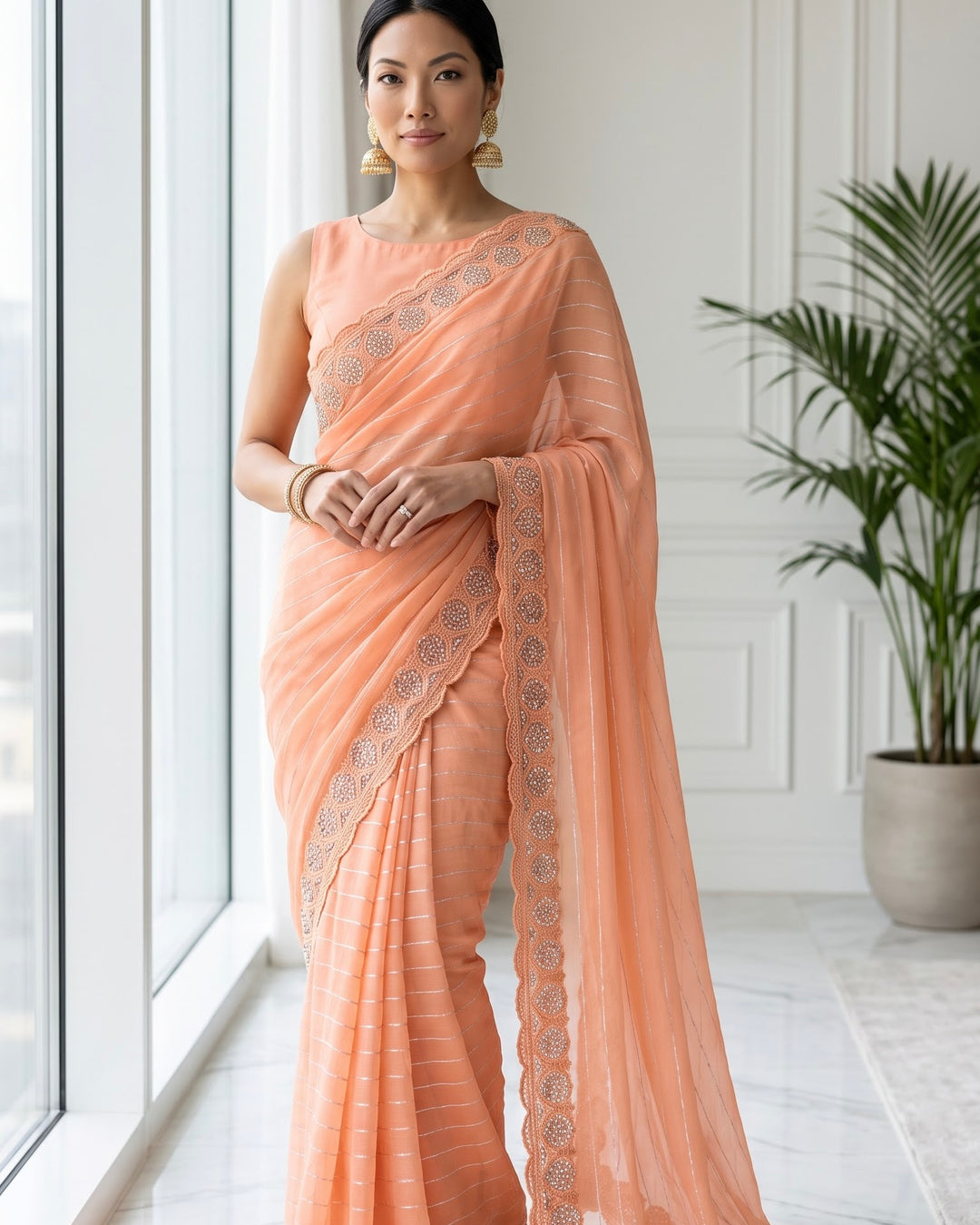 Embroidered Georgette Festive Saree (21516)