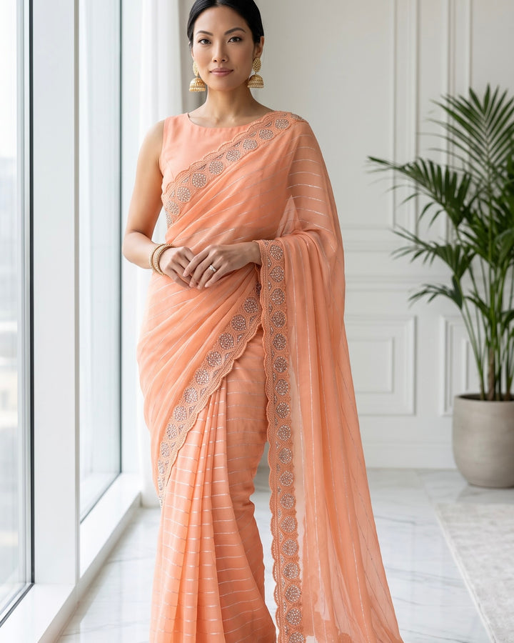 Embroidered Georgette Festive Saree (21516)