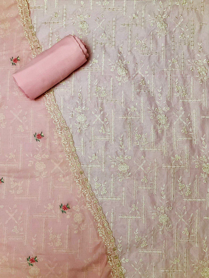 Chanderi Embroidered Unstiched Suit (45550)