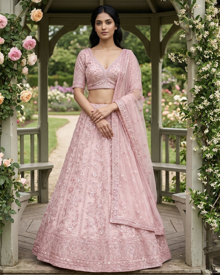 Peach Embroidered Net Festive Ready Blouse (43488)