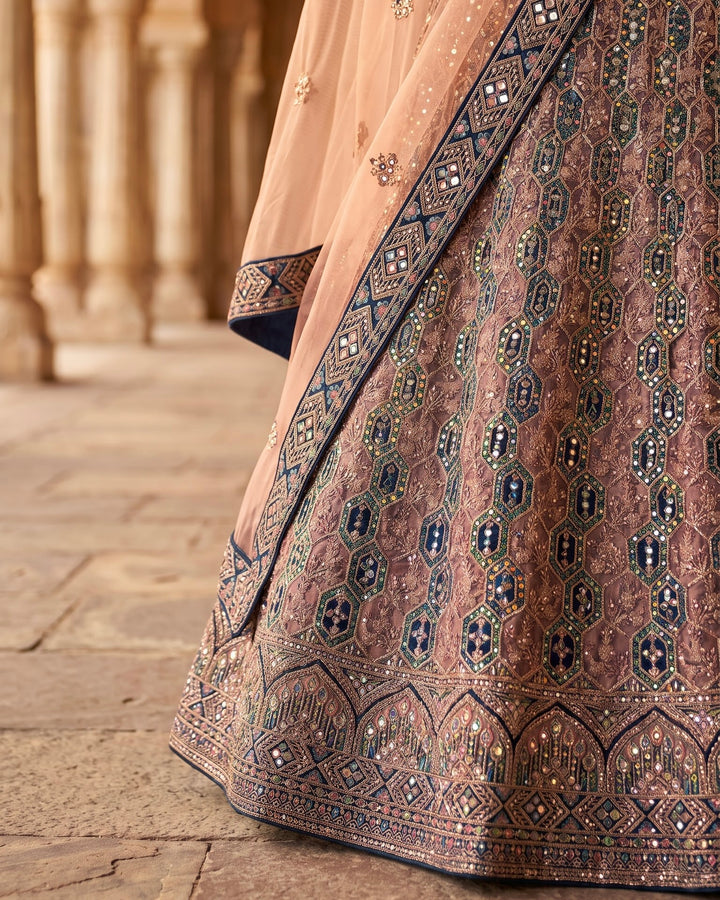 Lavender Organza Bridal Dupatta with Exquisite Embellishment (28417)