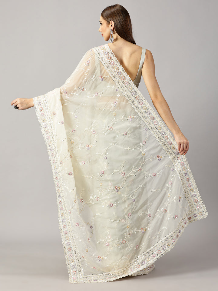 Organza Embroidered Saree