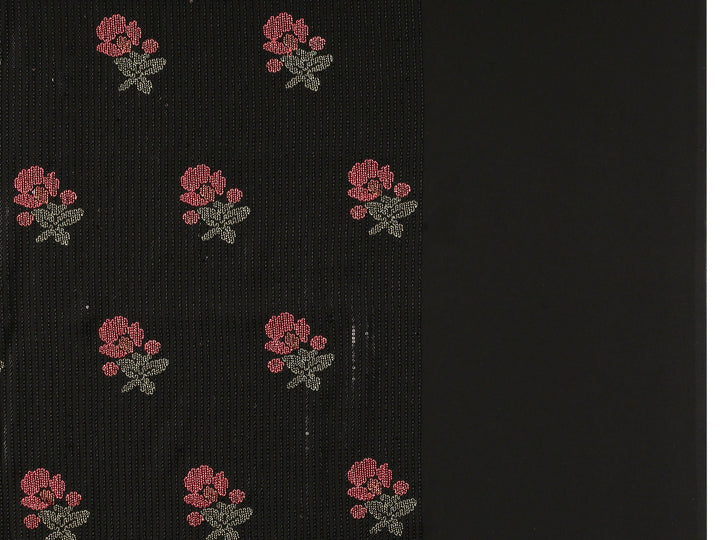 Fazals Smoky Black Embroidered Unstitched Georgette Salwar Suit