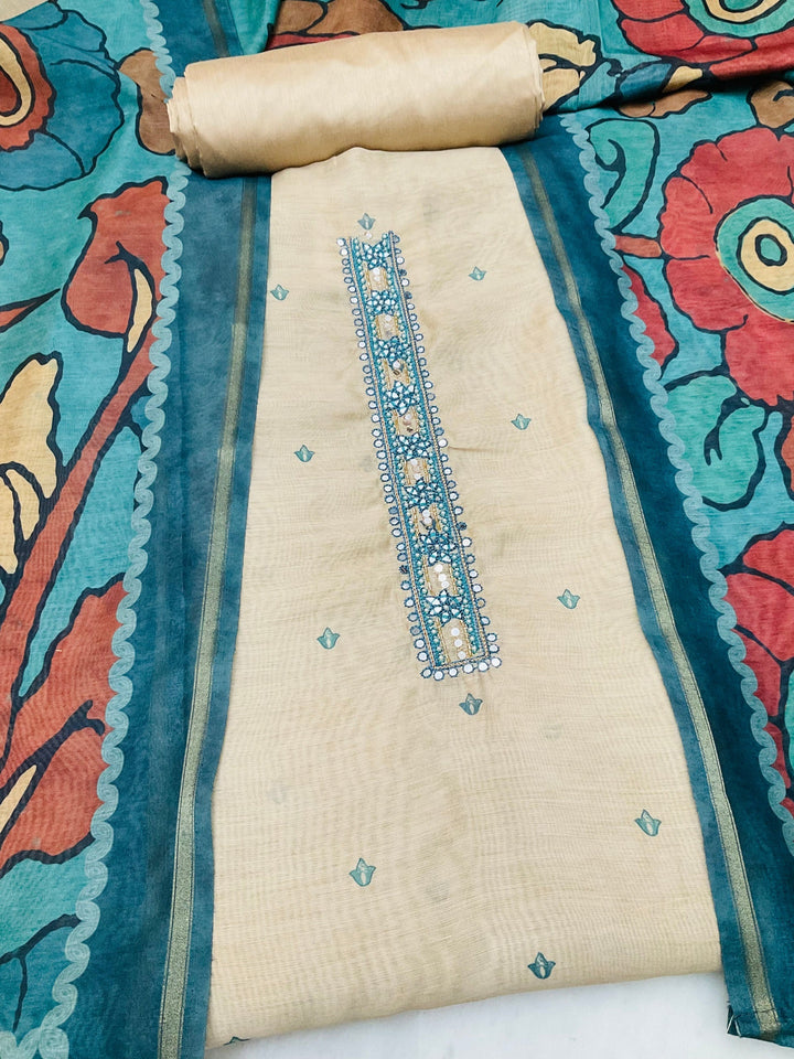 Chanderi Embroidered Unstitched Suit (45327)