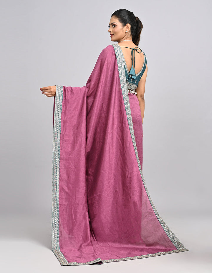 Lavina – Lavender Silk Saree with Zari Border & Self-Coloured Blouse | Fazals (46571)