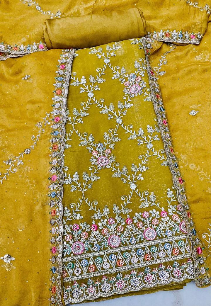 Tissue Embroidered Unstitched Salwar Suit (45345)
