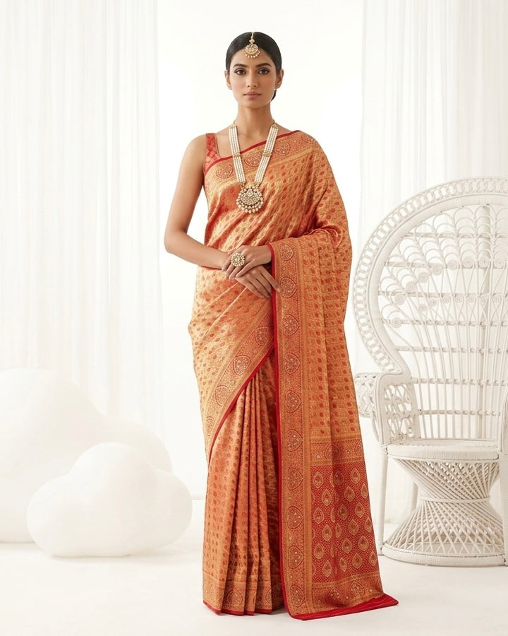 Radiant Red Silk with Allover Embroidery (54887)