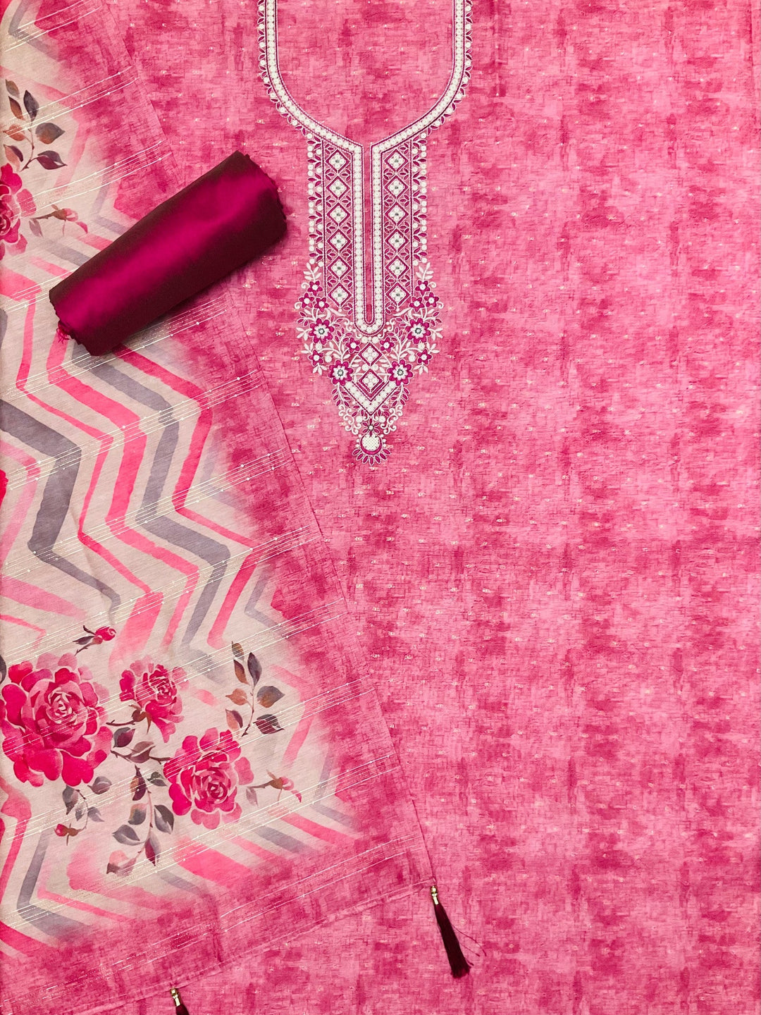 Chanderi Silk Embroidered Unstiched Suit (46922)