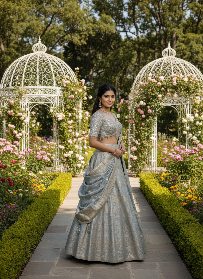 Verdant Woven Silk Lehenga for Festive Celebrations (53416)