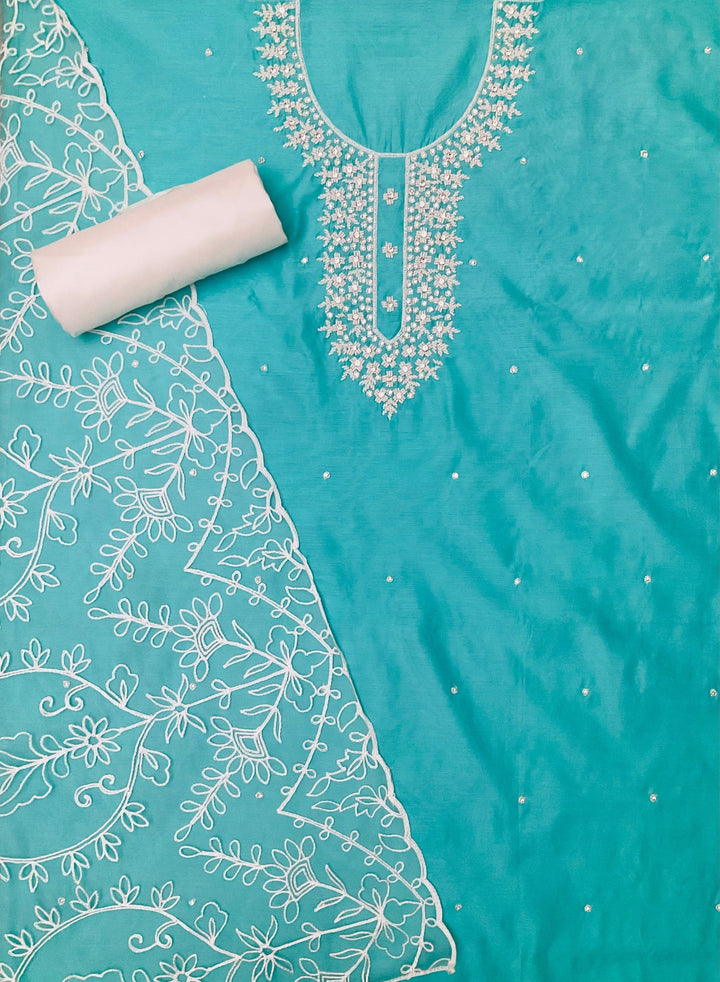 Chanderi Embroidered Unstitched Suit (45334)