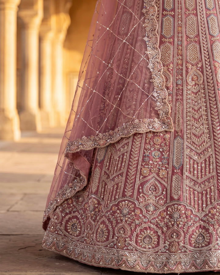 Luminous Zari Embroidered Bridal Lehenga in Pink (37511)