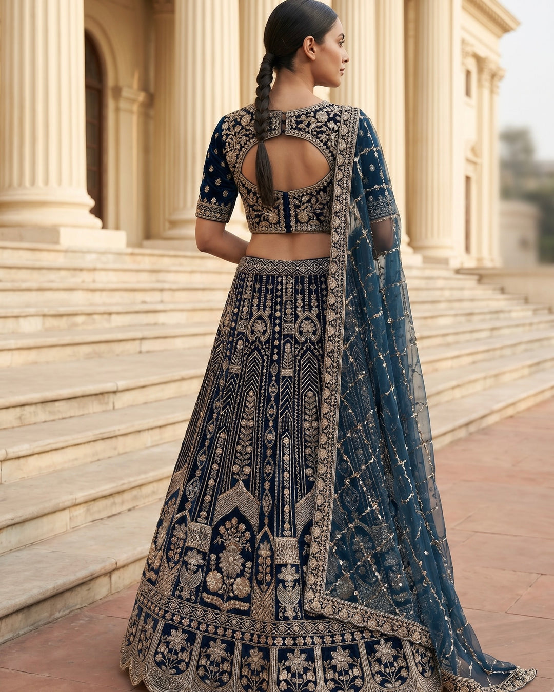 Embroidered Net Bridal Dupatta in Exquisite Hues (47972)