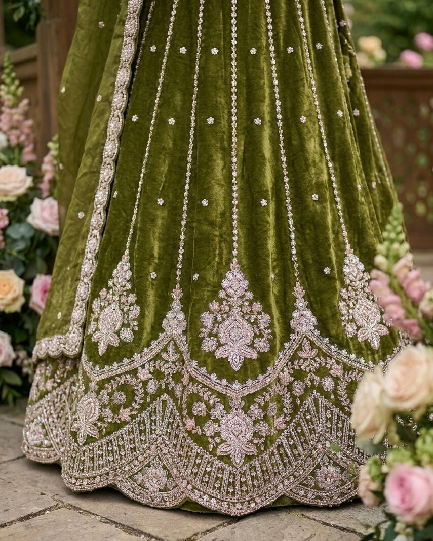 Emerald Organza Embroidered Heritage Dupatta (54509)