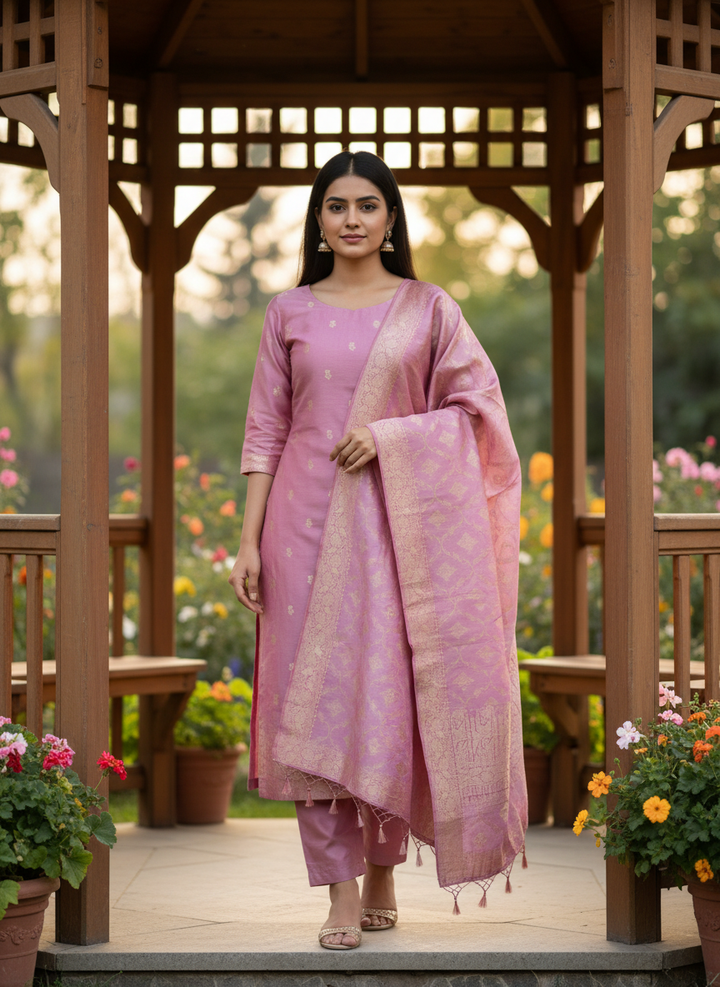 Pink Silk Woven Unstitched Everyday Elegance (49530)