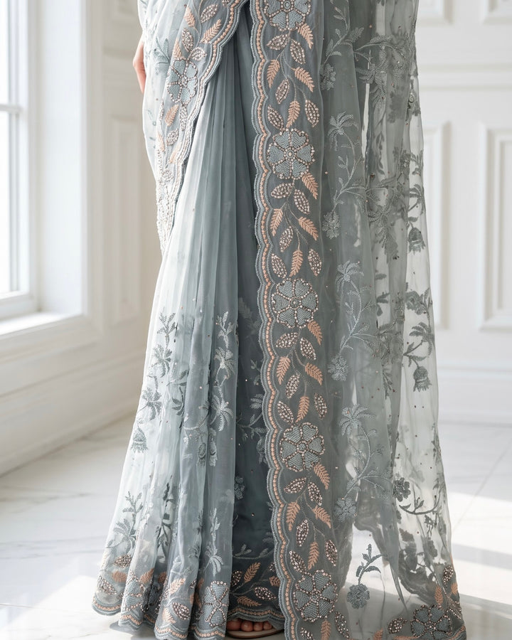 Embroidered Organza Festive Saree (25943)