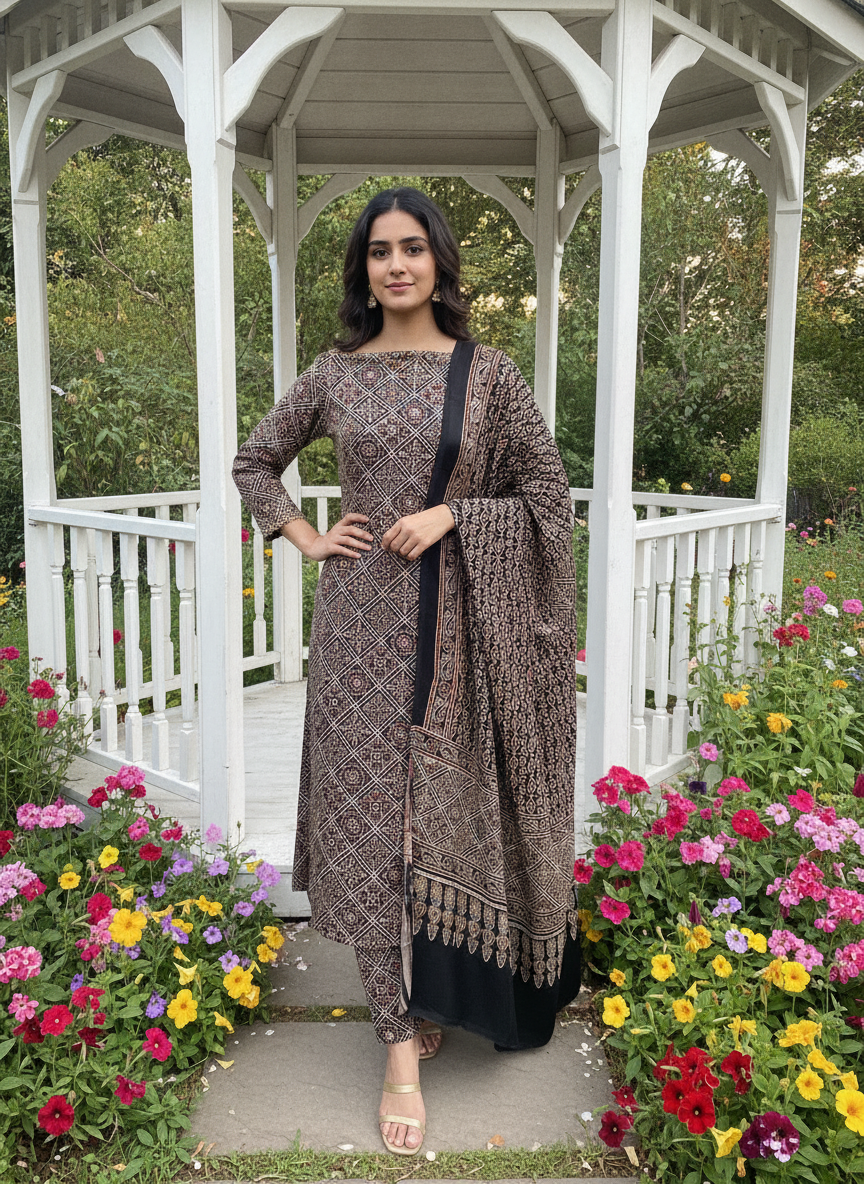Embroidered Black Muslin Unstitched Fabric (57543)