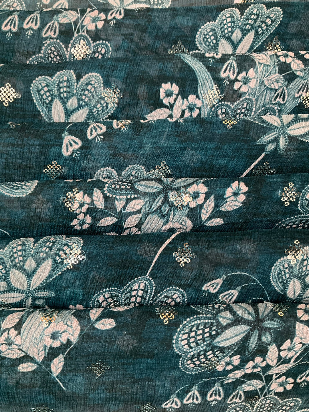 Printed Chinnon Sequence Embroidery Fabric (39164)