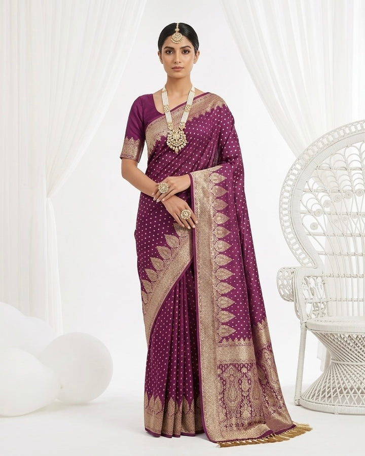 Regal Purple Silk with Allover Embroidery (54908)