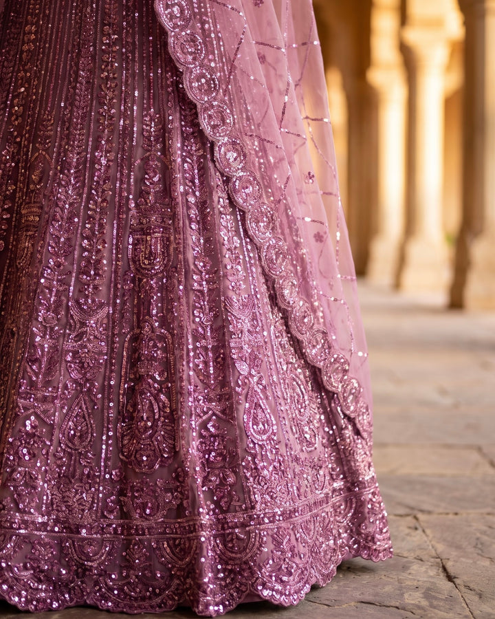 Lavender Net Embroidered Lehenga (55072)