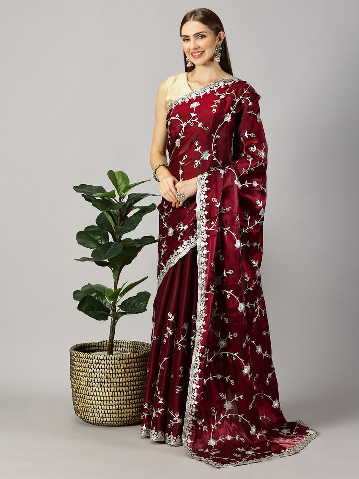 Organza Embroidered Saree