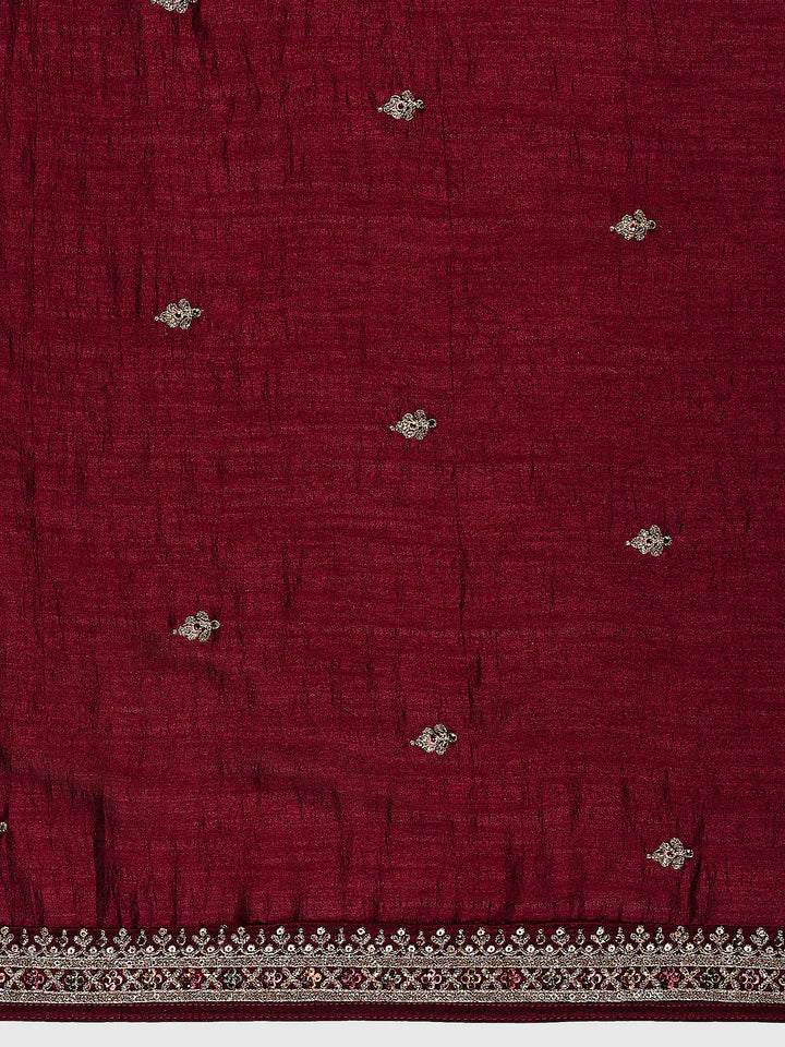 Fazals Wine Oak Unstitched Embroidered Cotton Salwar Suit