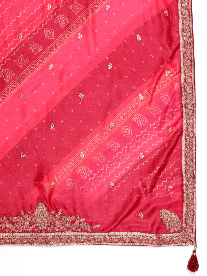 Pink Woven Silk Unstitched Salwar Suit