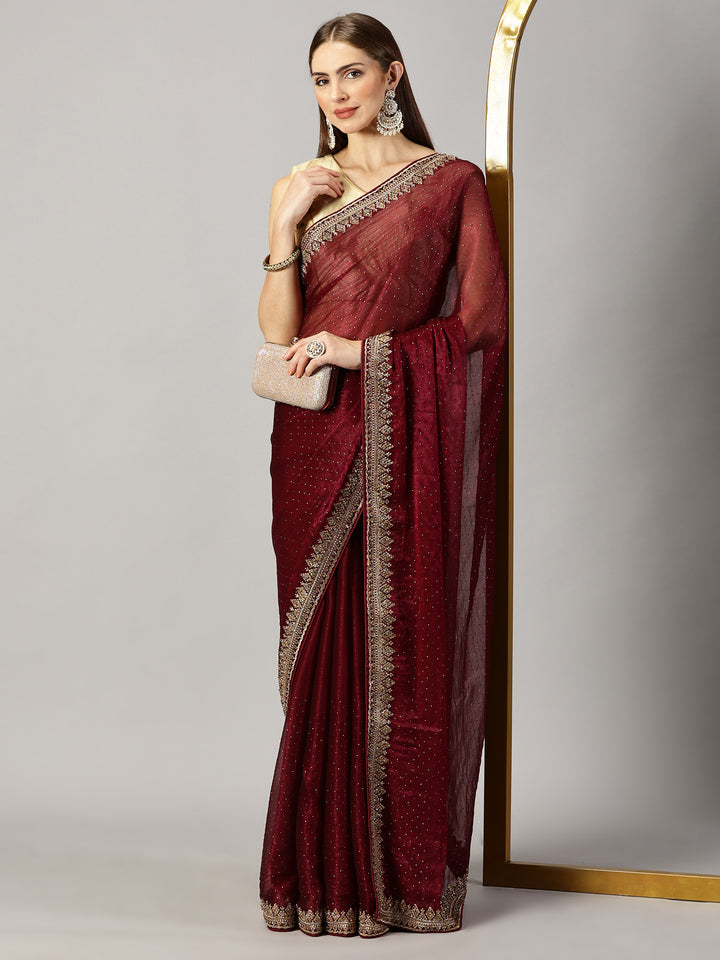 Chiffon Stone Embroidered Saree